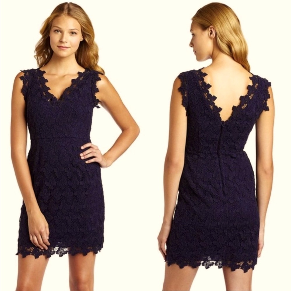 Lily Pulitzer Papillon Butterfly Lace Mini Dress Navy Size 4